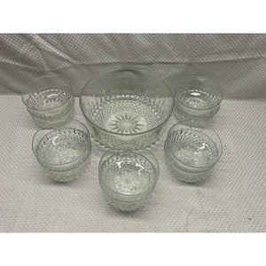 Set of 11 pc Vintage Arcoroc France Clear Glass Salad Bowl and 10 Serving Bowls