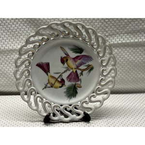 One (1) Vintage Enesco Ceramic Bird Plate-Cardinal