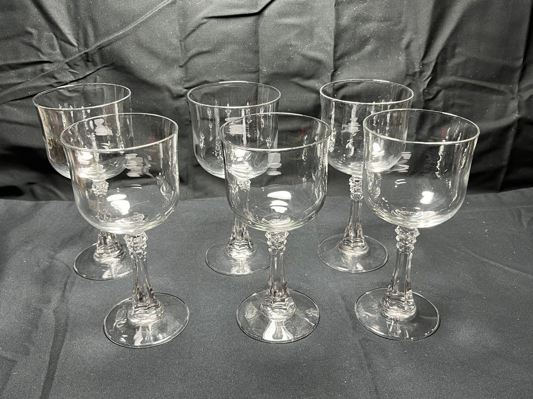 Set of Six 6 Vintage Stemmed Hock Style Wine Glasses Etsy