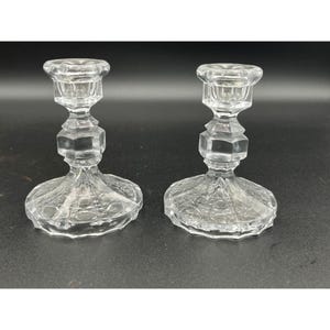 Two (2) Vintage Crystal Single Light Candlestick Holder