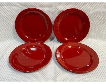 Set of Four (4) Pier 1 Earthenware Pattern in Red Bread Salad Plates
