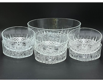 Vintage Arcoroc Clear Galss Salad Bowl w Six Serving Bowls 7 pc. Set France