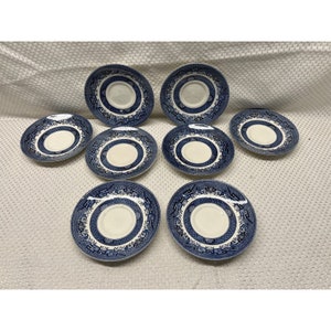 Set of Eight (8) Churchill Churchill Church Hill England Blue Willow Saucers