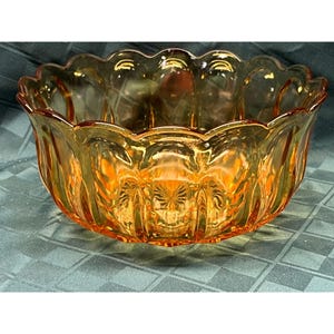 Un (1) tazón para servir ensalada vintage MCM Anchor Hocking Amber Fairfield Starburst