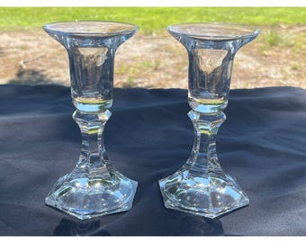 Two (2) Mikasa Countess (T2600) Crystal Candlestick Holder Single Light Candlestick Austria