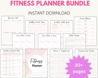 Fitness Planner | Fitness Journal | Weight loss tracker | Printable Planner | Workout Tracker | Meal Planner | Weekly Planner | Wellness