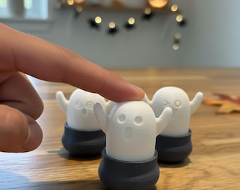 トリオゴーストインカウルドロンクリッカー：3Dプリント可能なハロウィンフィジェットトイ（デジタルSTLファイル）