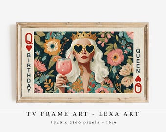 Birthday Queen Frame TV Art, Funny Happy Birthday Wall Art, Modern Pop Art For Samsung Frame TV, Colorful Decor, Digital Download TV Artwork