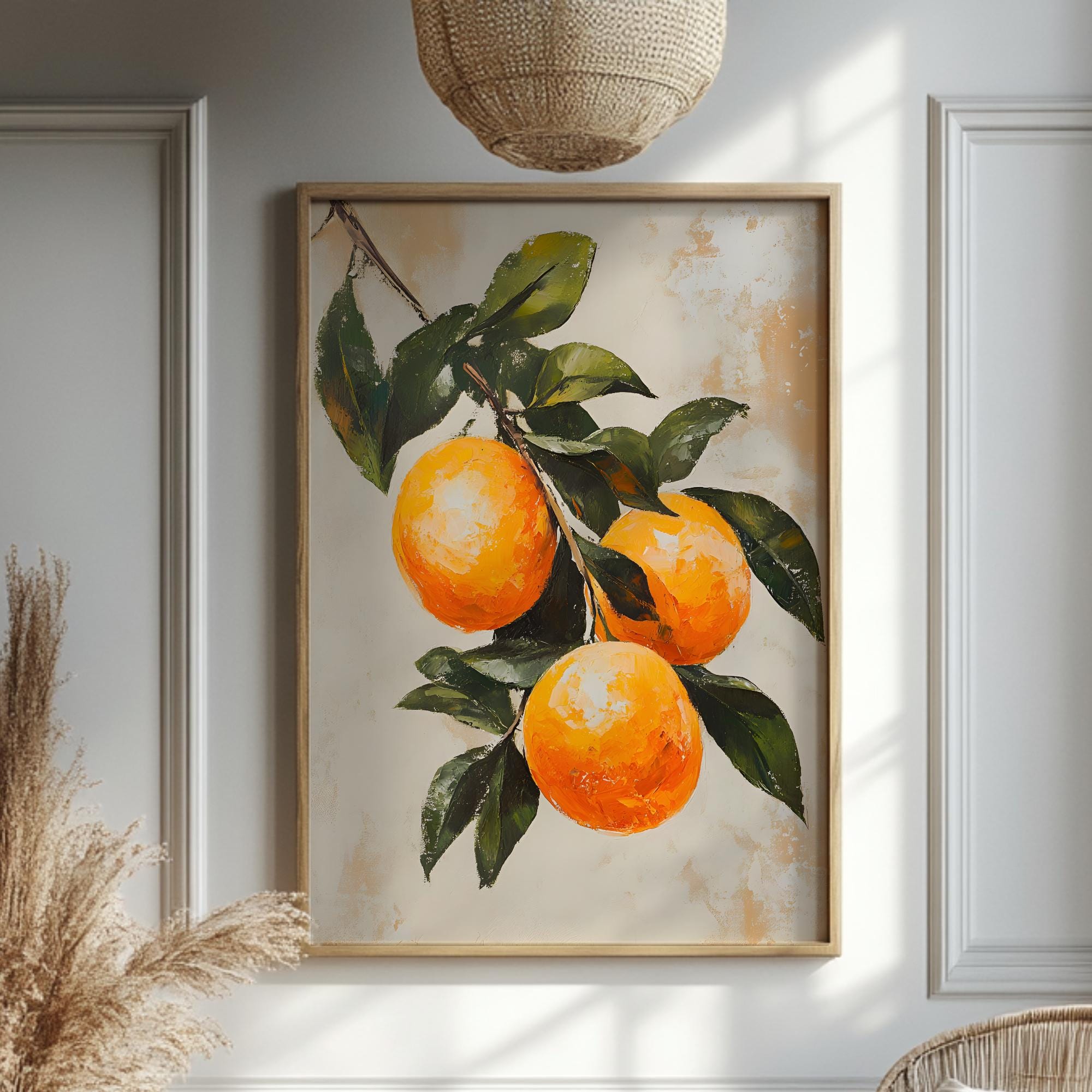 Oranges Wall Art Print, Mediterranean Fruit Kitchen Decor, Rustic