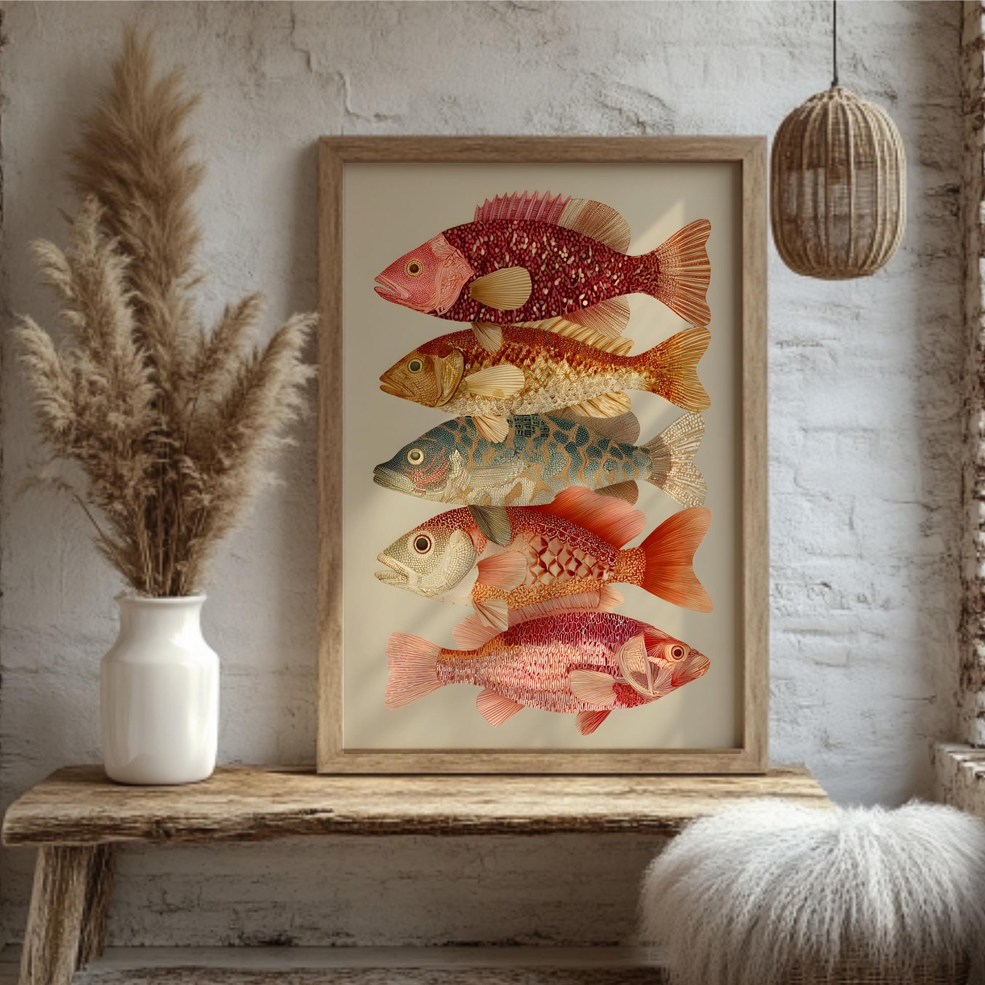 Coastal Fish Wall Art Print, Coral Nautical Decor, Beach House Poster ...