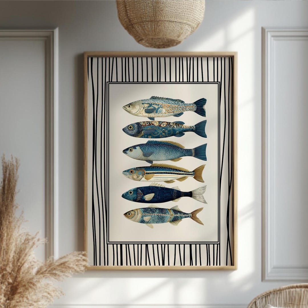 Coastal Fish Wall Art Print, Nautical Fish Decor, Beach House Poster ...