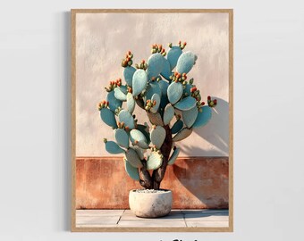 Cactus Wall Art Print Desert Plant Poster Southwestern Decor Terracotta Background Boho Botanical Photography Modern Minimalist Home Artwork
