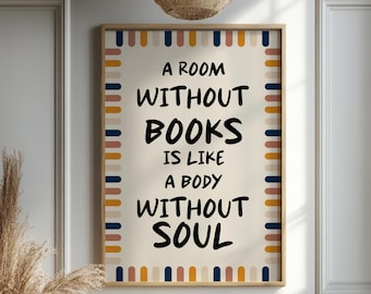 Book Lover Quote Wall Art, Book Lover Home Decor Print, Literary Poster, Reading Nook Decor, Gift for Readers and Book Lovers, Dorm Wall Art