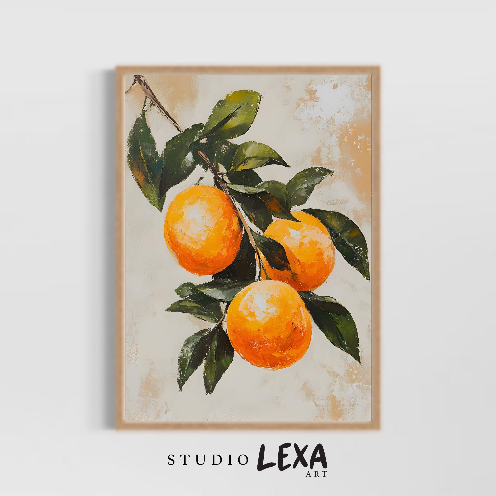 Oranges Wall Art Print, Mediterranean Fruit Kitchen Decor, Rustic