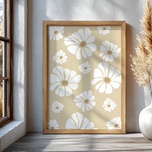 Gänseblümchen Gedruckte Wandkunst, Blumen Illustration, Gänseblümchen Kunstdruck, Boho Wandkunst, Minimalistisches Blumen Poster, Neutrale Blumen Raumdekor Wandkunst