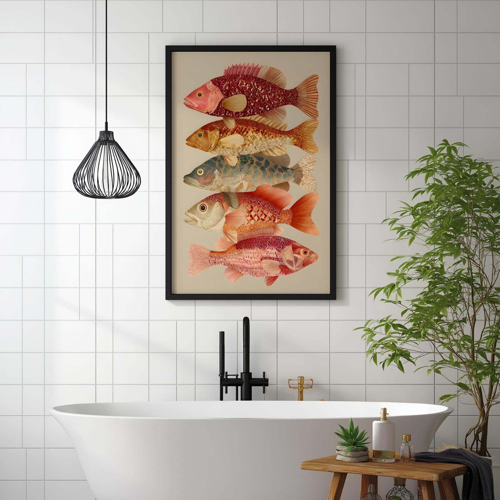 Coastal Fish Wall Art Print, Coral Nautical Decor, Beach House Poster ...