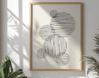 Geometryczne Koło Drukowalne Ścienne Sztuka, Nowoczesny Abstrakcyjny Minimalistyczny Plakat Artystyczny, Boho Mid Century Design, Współczesny Dekor Ścienny Do Salonu