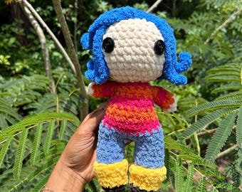 Crochet Blue Haired button eyed girl