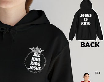 All Hail King Jesus - Jesus Is King - Felpa cristiana con cappuccio, calda e confortevole