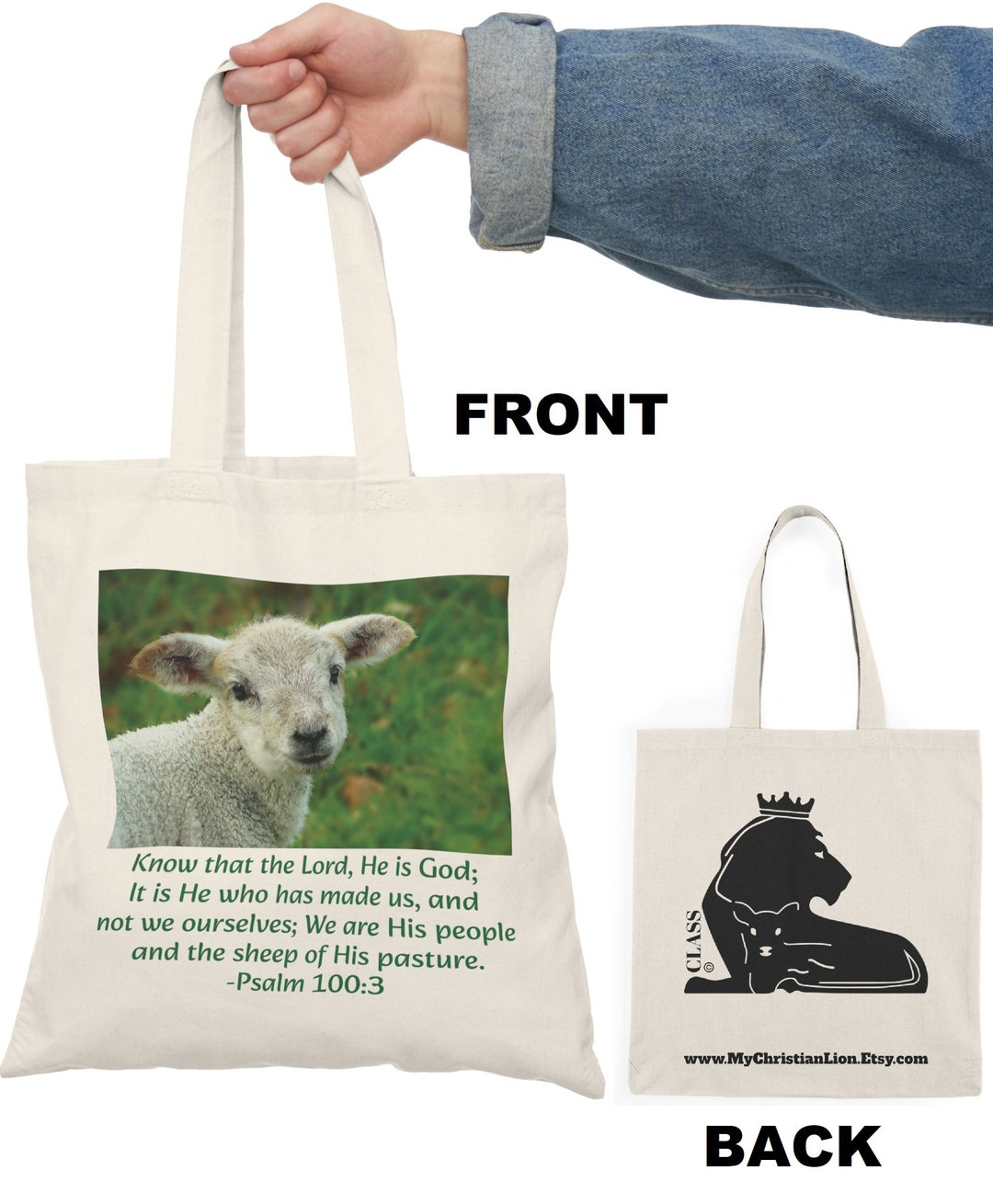 Scripture Bag Psalm 100:3 Lamb Christian Scripture Tote Bag - Etsy
