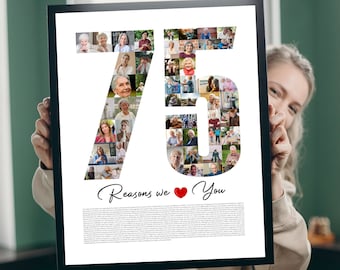 Fotocollage fotocollage 75e verjaardag 75e verjaardagscadeau voor vrouw 75 Reasons We Love You fotocollage 75e verjaardag cadeau voor mannen 75e verjaardag