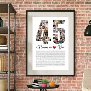 45th Birthday Photo Collage Template 45 Reasons We Love You Picture Collage 45th Birthday Gift For Husband 45th Wedding Anniversary Gift DIY