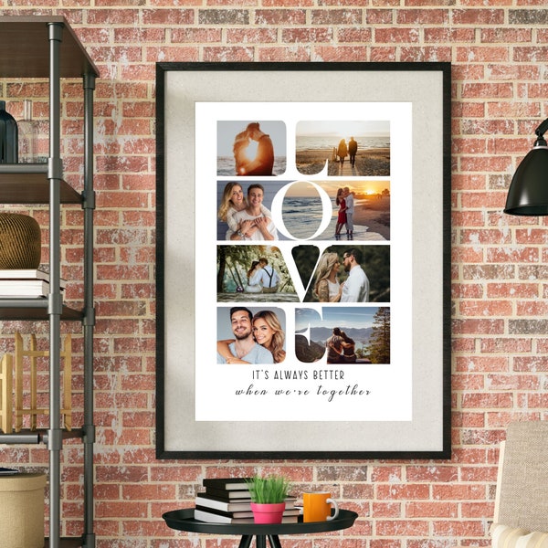 Love Photo Collage Template Anniversary Gift for Him Love Photo Gift for Boyfriend Wedding Gift for Husband Custom Collage Canva template