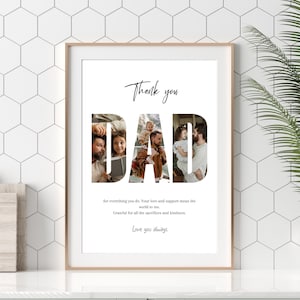Plantilla personalizada de Canva del collage de fotos del día del padre Collage personalizado para papá Collage de cartas imprimible para el regalo del Día del Padre de los niños