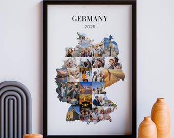Germany Map Photo Collage Canva Template Printable Travel Photo Map Travel Wall Art Germany Travel Poster Custom Country Picture Collage