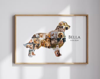 Custom Dog Photo Collage Canva Template Golden Retriever Picture Collage Golden Retriever Memorial Sign Printable Pet Loss Memorial Gift