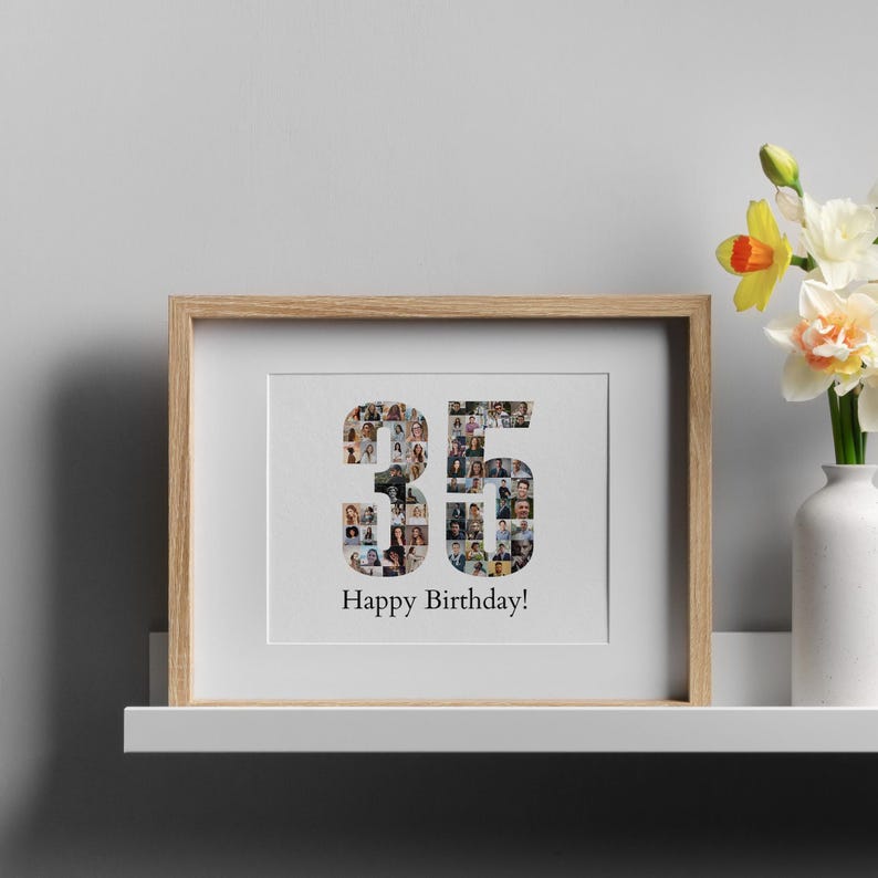 35th Birthday Photo Collage Canva Template 35th Birthday Gift for Women ...