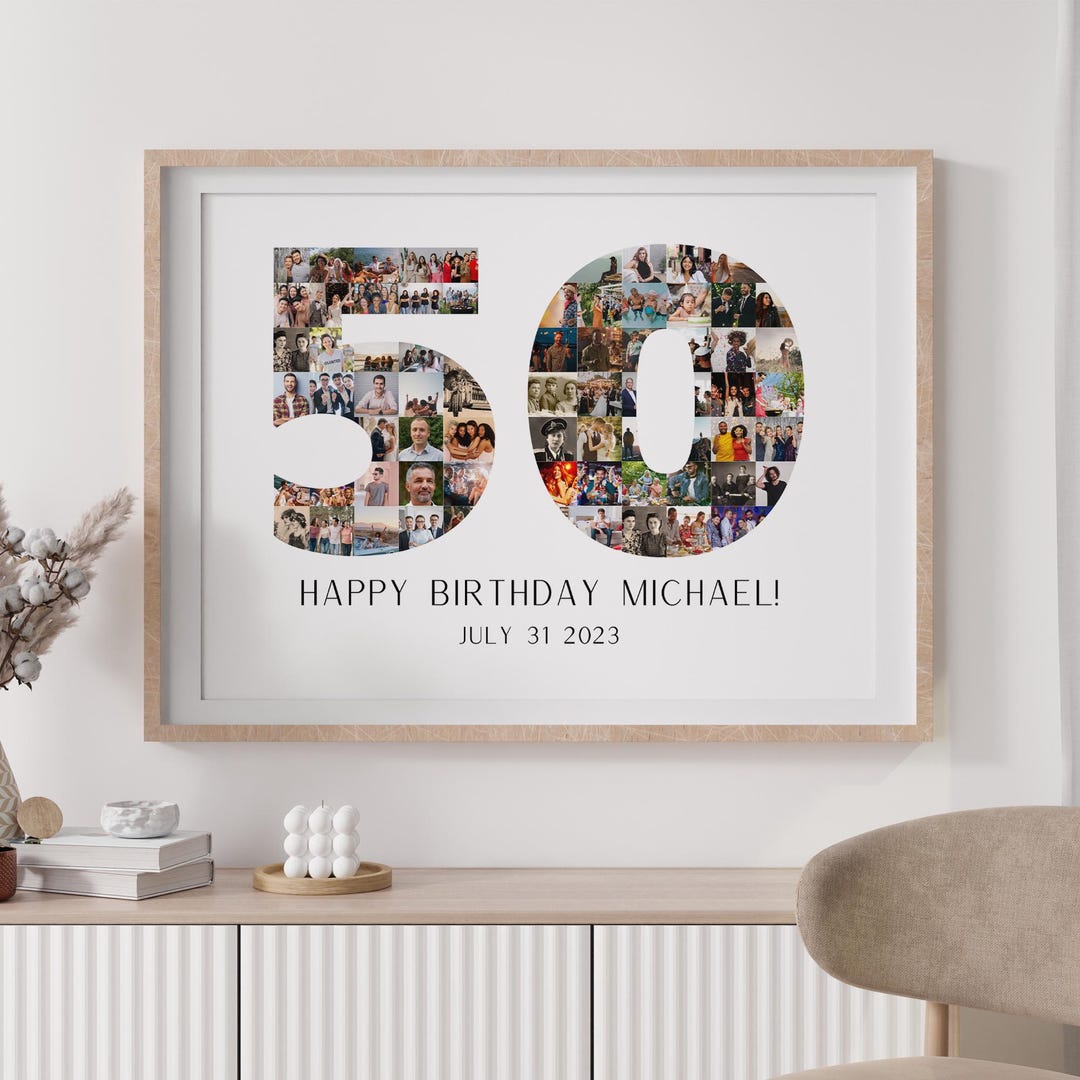 50th Birthday Photo Collage Template Number Photo Collage 50th ...
