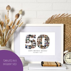 50th Birthday Photo Collage Canva Template Number Photo Collage 50th ...