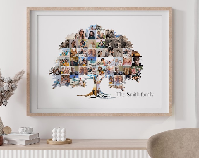 Custom Family Tree Photo Collage Template Family Reunion Tree Sentimental Gift Mom Gift First Time Mom And Dad Gift Sets Family Reunion gift