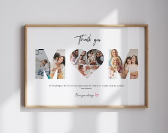 Mothers Day Photo Collage Canva Template Custom Mother&#39;s Day Picture Collage Printable Mothers Day Poster Mothers Day Photo Gift From Kids