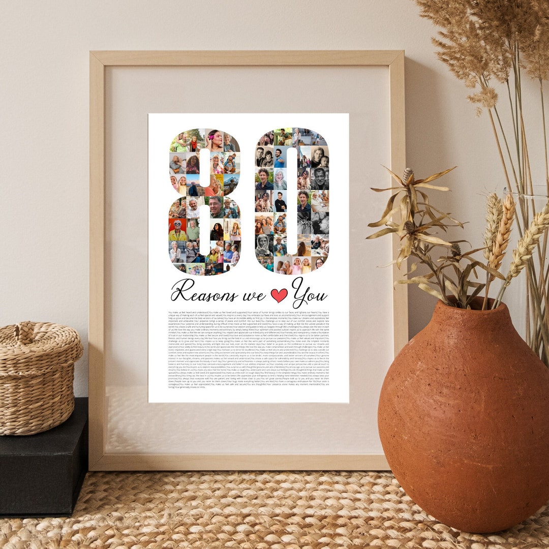 80th Birthday Photo Collage Template 80 Reasons We Love You 80th ...