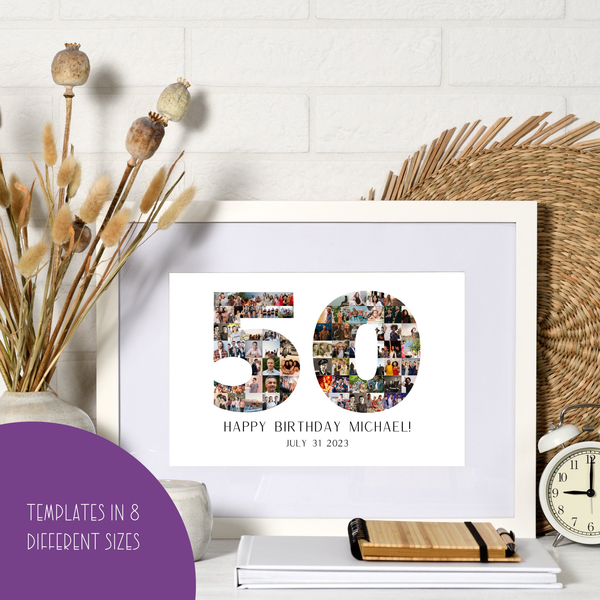 50th Birthday Photo Collage Template Number Photo Collage 50th