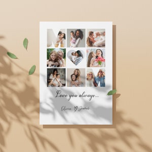 Plantilla de Canva para collage de fotos de mamá Collage de fotos para el día de la madre Regalo para el día de la madre Regalo personalizado de hija a mamá Collage de fotos editable