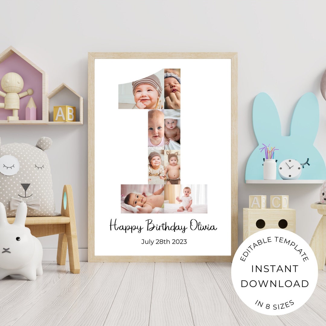 First Birthday Poster Photo Collage First Birthday Photo Collage
