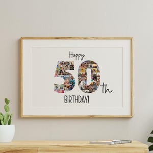 50th Birthday Photo Collage Template | Custom Birthday Gift | Number Photo Collage | Custom Photo Number Collage Gift | Canva Photo Collage