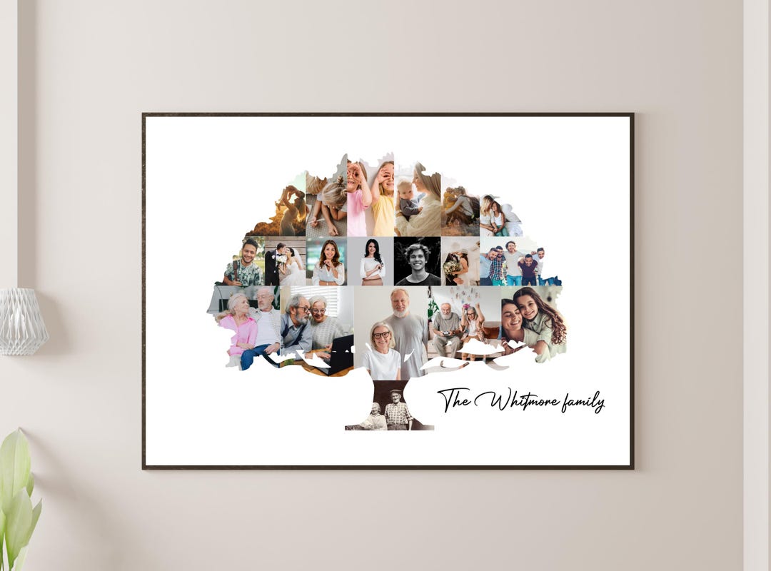 Family Tree Photo Collage Canva Template Custom Family Picture Collage ...