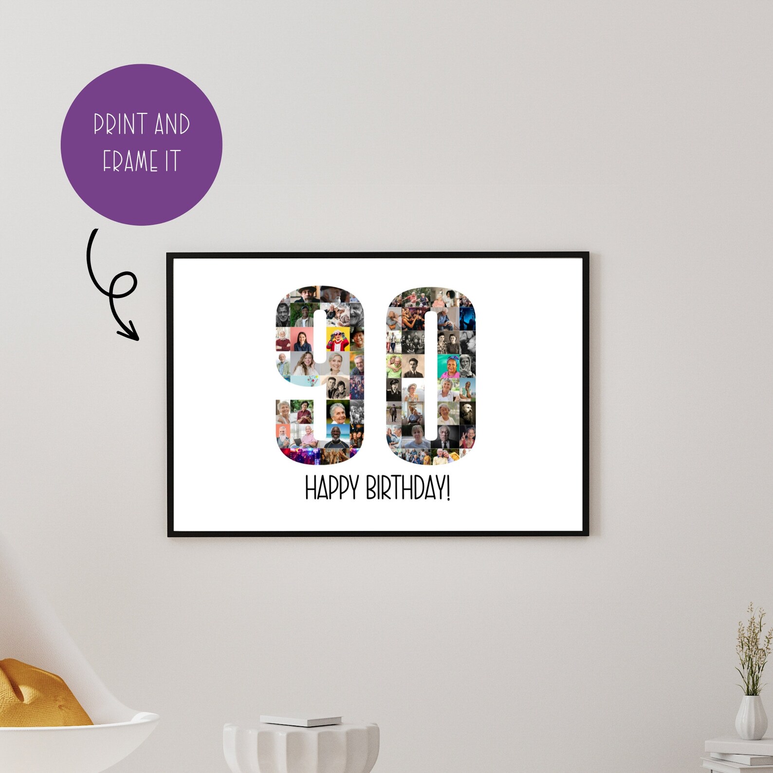 90th Birthday Photo Collage Template 90th Birthday Gift for Dad Gifts ...