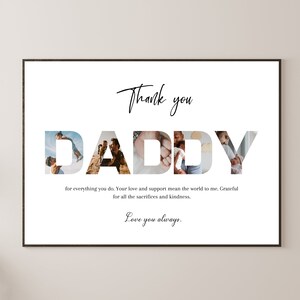 Collage de fotos del Día del Padre Plantilla Canva Regalo personalizado para el Día del Padre Collage de imágenes Regalo de niños a papá Collage de cartas para papá