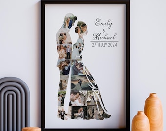 Wedding Photo Collage Canva Template Bride and Groom Picture Collage Custom Wedding Photo Gift Editable Wedding Picture Collage