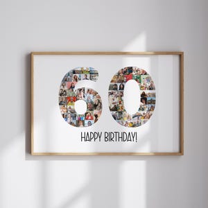Modèle de collage photo 60e anniversaire imprimable Cadeau 60e anniversaire pour femme Cadeau personnalisé 60e anniversaire pour mari Collage photo numéro