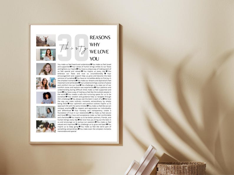 30th Birthday Photo Collage Canva Template 30 Reasons Why We Love You