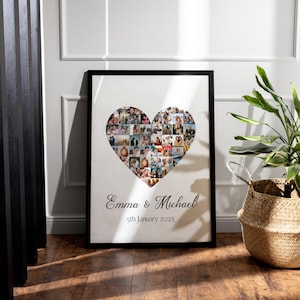 Custom Heart Photo Collage Template Heart Shaped Photo Collage Wedding Gift Anniversary Gift For Him Anniversary Gift For Her Canva Frames