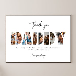 Daddy Letter Photo Collage Editable Canva Plantilla Regalo para el Día del Padre Collage de imágenes para el Día del Padre Regalo de niños a papá Regalo para él