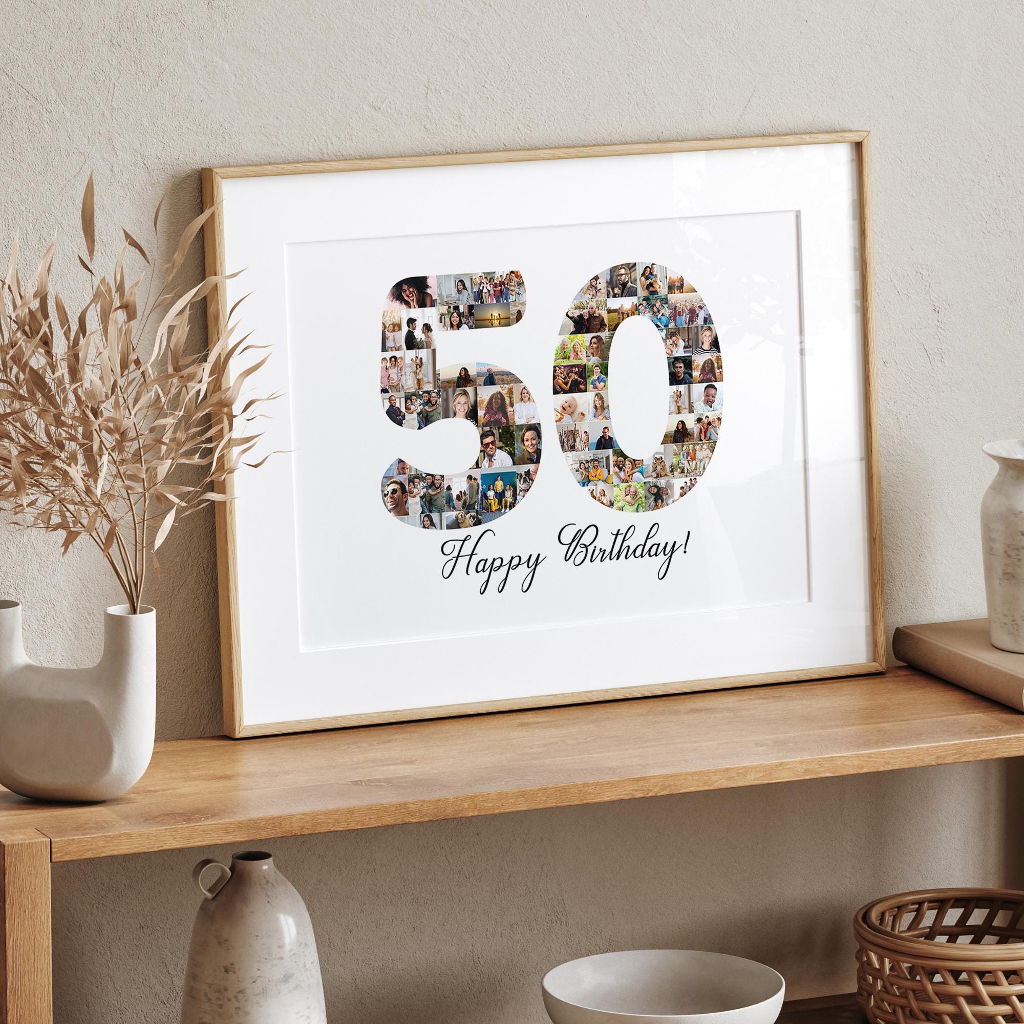 50th Birthday Photo Collage Canva Template Number Photo Collage 50th ...