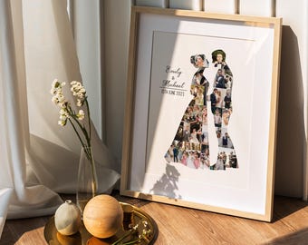 Wedding Photo Collage Template Bride and Groom Photo Collage Bride and Groom Silhouette Photo Collage Unique Wedding Gift for Couple Wedding